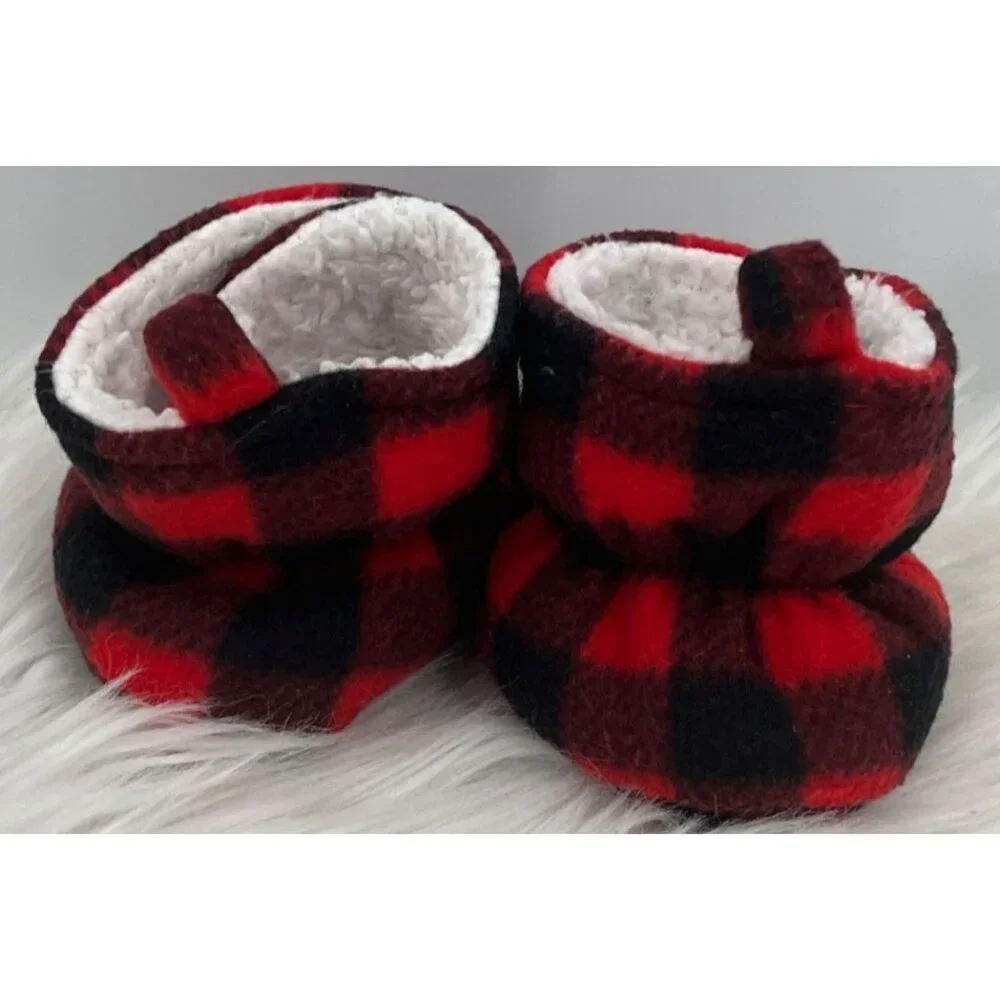 Hudson Baby 18/24 Mos Buffalo Check Plaid Aviator Trapper Hat Mitten Bootie Set